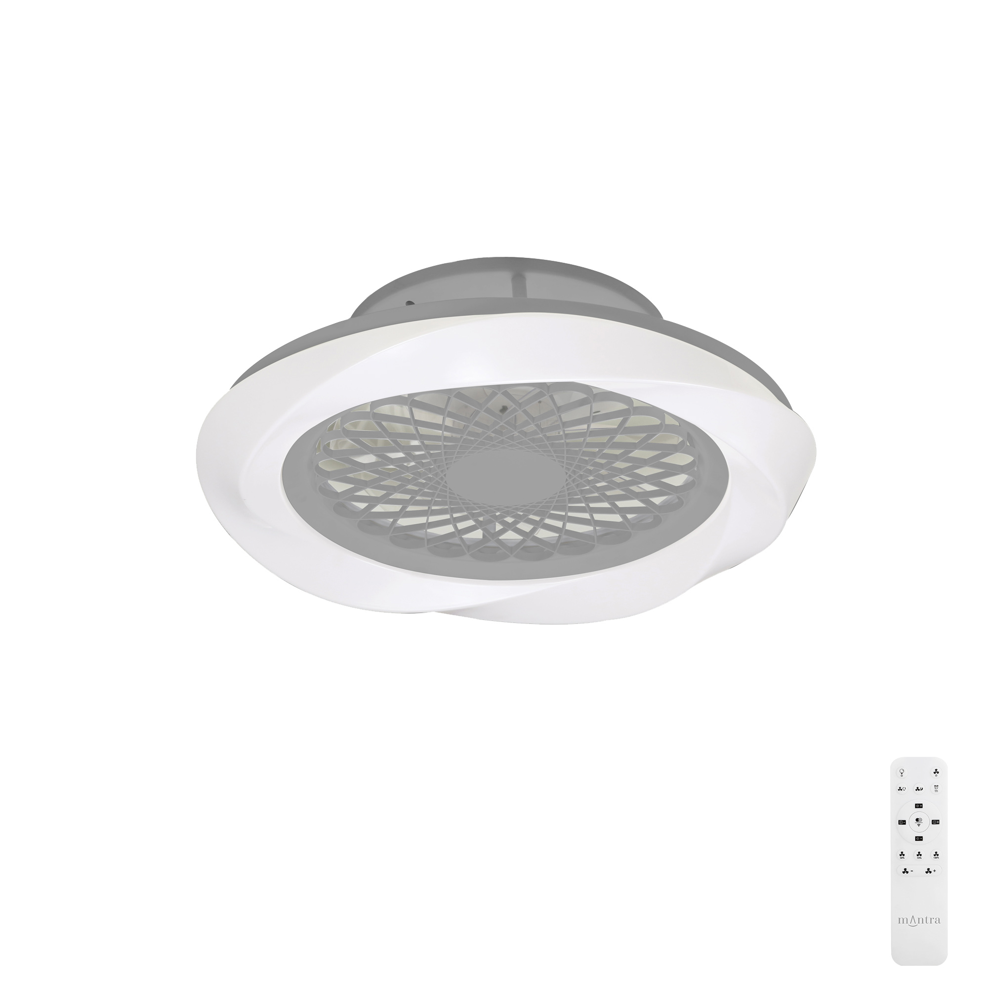 M7507  Boreal 70W LED Dimmable Ceiling Light & Fan; Remote Controlled Silver